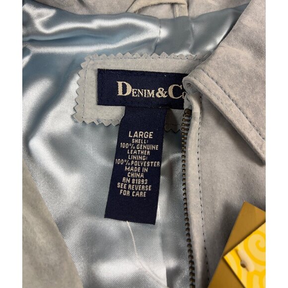 Denim & Co. Women’s Leather Waist Jacket Sz L New w/Tags Zip Front Blue - Picture 6 of 7